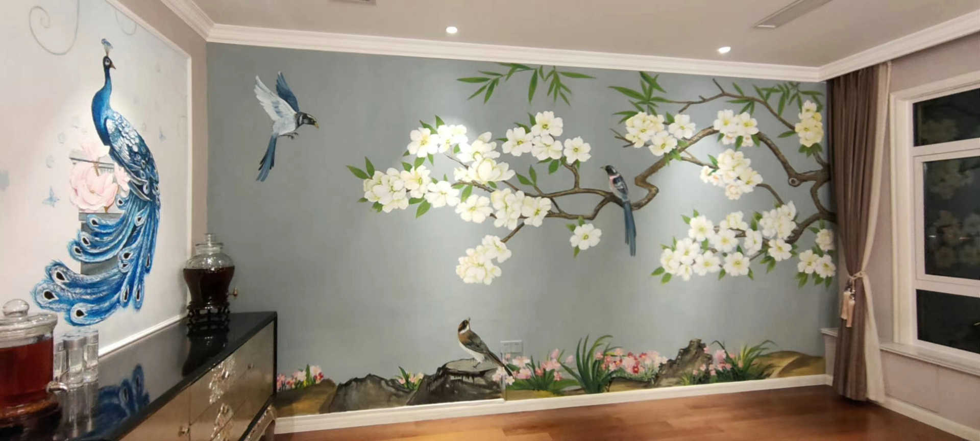 中式画手绘背景墙